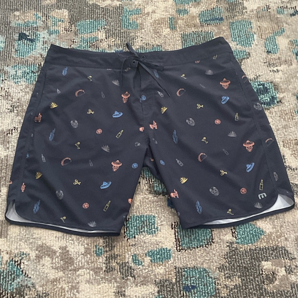 Travis Mathew Navy Patterned Board Shorts